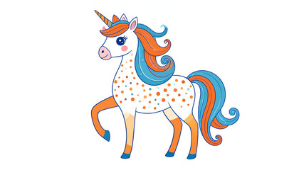 Fototapeta premium Cute Orange Blue Unicorn.