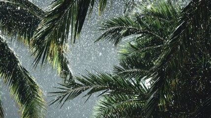 Obraz premium Palm trees in a light rain shower