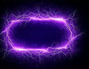Naklejka premium Frame from thunder lightning and purple smoke on dark background. Natural energy bord 