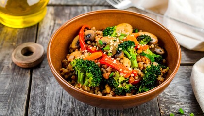 Hearty vegetable and grain bowl