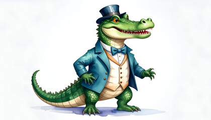 Dapper Alligator in Top Hat.