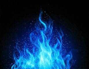 Blue fire overlay with spark ember flame and smoke realistic background. 