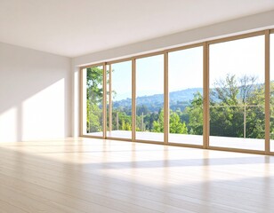 Fototapeta premium Empty luxury modern Room with Large Window and Natural Light