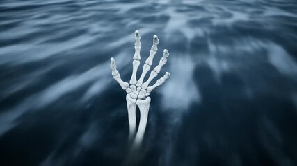 Skeleton Hand Emerges from the Ocean Depths: A Haunting Visual - Powered by Adobe