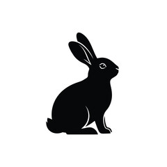 Obraz premium Vector art of black rabbit silhouette isolated on white background
