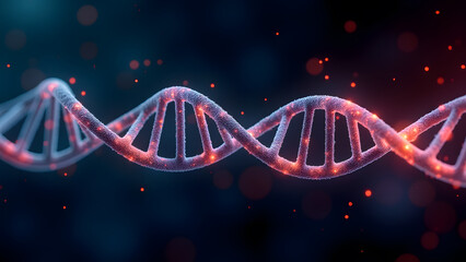 Glowing Digital DNA Strand in Futuristic Biotech Concept