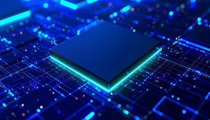 Abstract Circuit Board with Central Chip