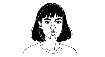 Line drawing shows a woman's face with simple linework and elegant lines. Woman's face in line drawing style showcases modern minimalism. Use this woman's face line drawing for contemporary art.