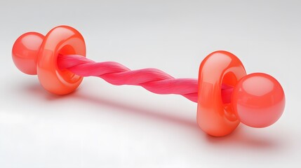 Abstract Twisted Pink Red 3D Render of a Dumbbell
