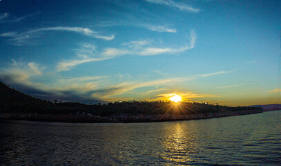 Panorama of Sunset on  Lake Argyle