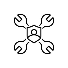 IT administrator outline icons, minimalist vector illustration ,simple transparent graphic element .Isolated on white background