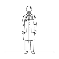 Diet doctor in medical coat with stethoscope, an illustration of healthcare professional. Diet doctor as medical expert in hospital.
