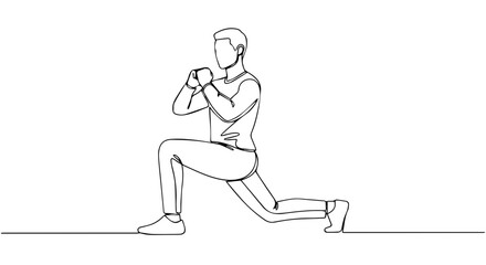 Fitness at home is about maintaining a healthy lifestyle, here is a man doing lunges as fitness at home. Home fitness shows dedication and discipline, showing exercise as part of routine.
