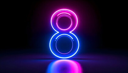 Neon Number Eight with Glowing Digit.
