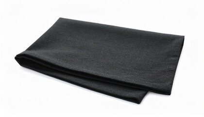 Black linen napkin isolated on white background 