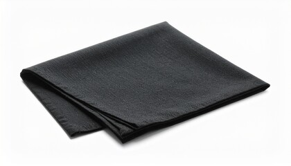 Black linen napkin isolated on white background 