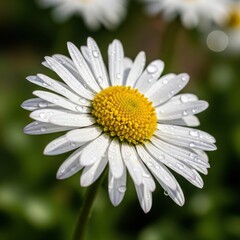 Obraz premium Fresh daisy with water droplets exhibiting spring beauty and floral freshness
