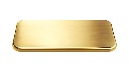 Gold metallic plate isolated on transparent background