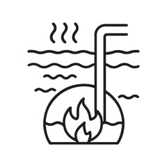 Geothermal Energy Outline Icon Vector for power, earth, and sustainability.