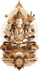 Obraz premium Serene Goddess Tibetan Buddhist Art Painting