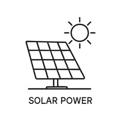 Solar Power Panel Outline Icon Vector on White Background