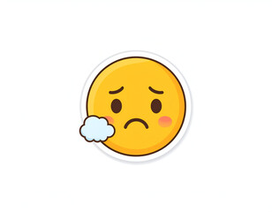 Sad Emoji with Cartoon, and White Background.