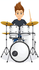 Fototapeta premium Teen drummer playing drums.