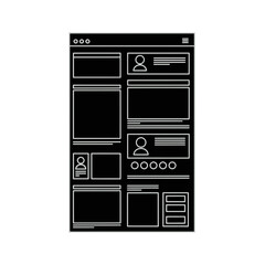A schematic wireframe of a digital user interface, showing the layout for a website or application.
