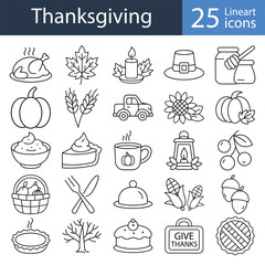 Thanksgiving Line Art  Icon Set 