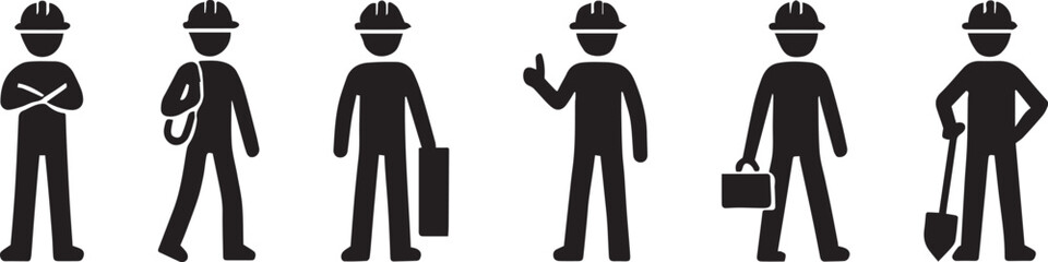  Stick Figure Construction Worker Silhouettes