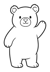 Fototapeta premium Cute Cartoon Bear Waving with Simple Black Outline
