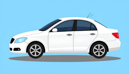 White Sedan with Side View, and Illustration.