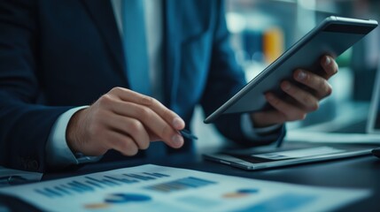 Fototapeta premium Man using digital tablet in corporate office 