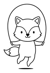 Obraz premium Cartoon Fox Jumping in Outline