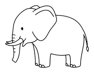 Fototapeta premium Cartoon Elephant Outline Illustration