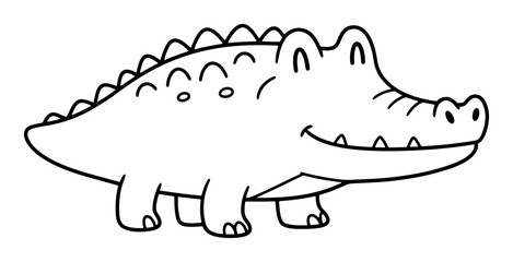 Cute Cartoon Alligator Outline Illustration