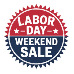 Labor Day Weekend Sale Badge – Vintage Circular Stamp Design with Distressed Red and Blue Typography