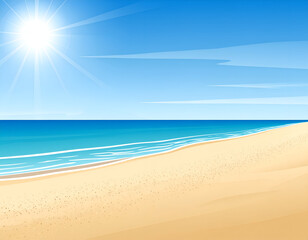 Sunny Beach Summer Ocean Landscape.