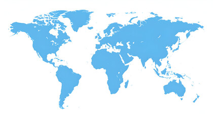 Obraz premium World map with light blue, and continents.