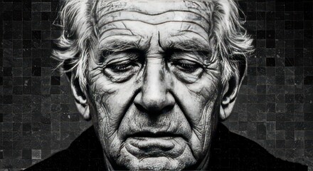 Portrait of Wisdom: A striking black and white portrait of an elder person, capturing the profound depth and wisdom etched onto their face. Every line tells a story.