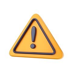 3D Yellow Warning Triangle with Exclamation Mark &ndash; Safety and Alert Symbol for Digital Use