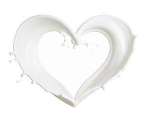 Heart-Shaped Milk Splash in Artistic Flow, isolated on transparent background PNG