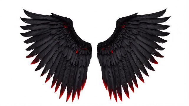 Black angel wings with red tips