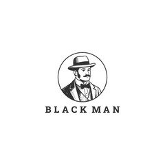 Black man logo vector icon illustration style
