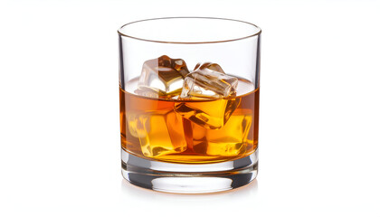 Whiskey Rocks Glass White Background.