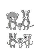 Obraz premium Charming Animal Families Illustration for Children's Decor and Nursery Art