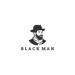 Black man logo vector icon illustration style