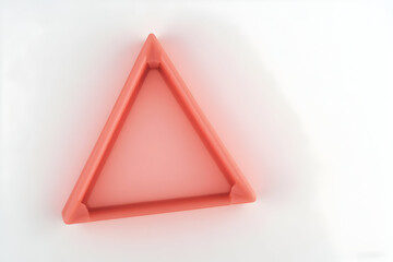 Close Up of a Geometric Pink Triangle on White Background