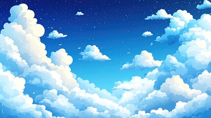 Whimsical Light Blue Sky Vector Background - Shining Sun Corner for Spring Summer Designs