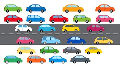 Naklejka premium Colorful cartoon cars on a road